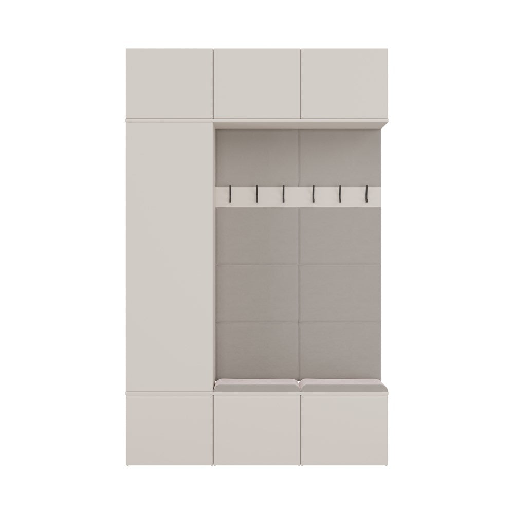 HAGA - Ensemble d’entrée avec 1 armoire + 2 porte-manteaux 6 crochets