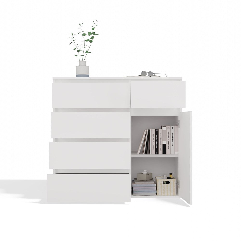 1D5S Commode - 1 porte à 5 tiroirs pour salon, chambre ou chambre d'amis
