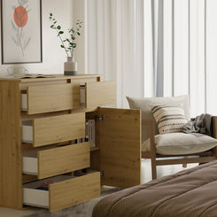1D5S Commode - 1 porte à 5 tiroirs pour salon, chambre ou chambre d'amis