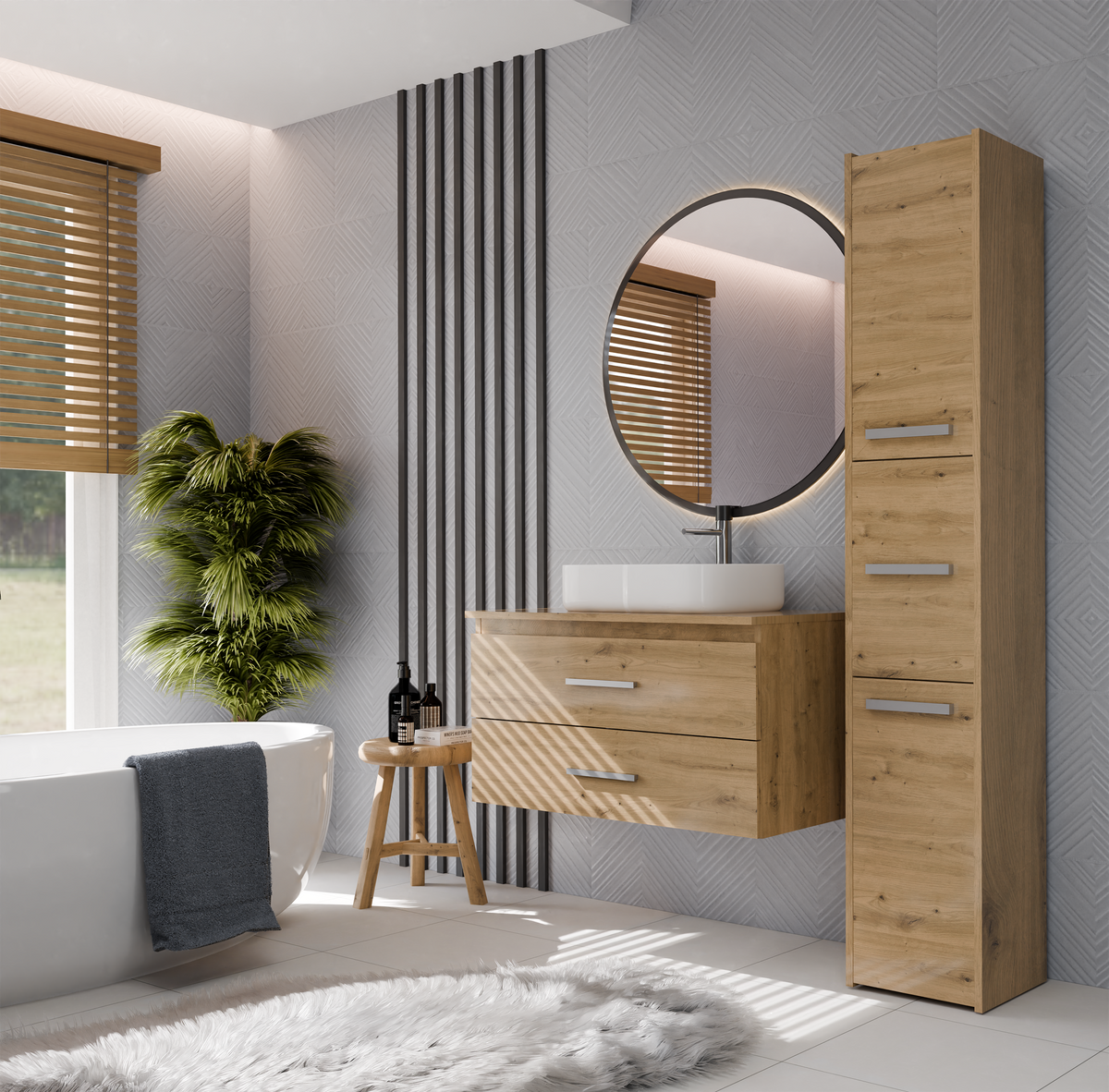 NEL - meuble de salle de bain 2 tiroirs 80cm