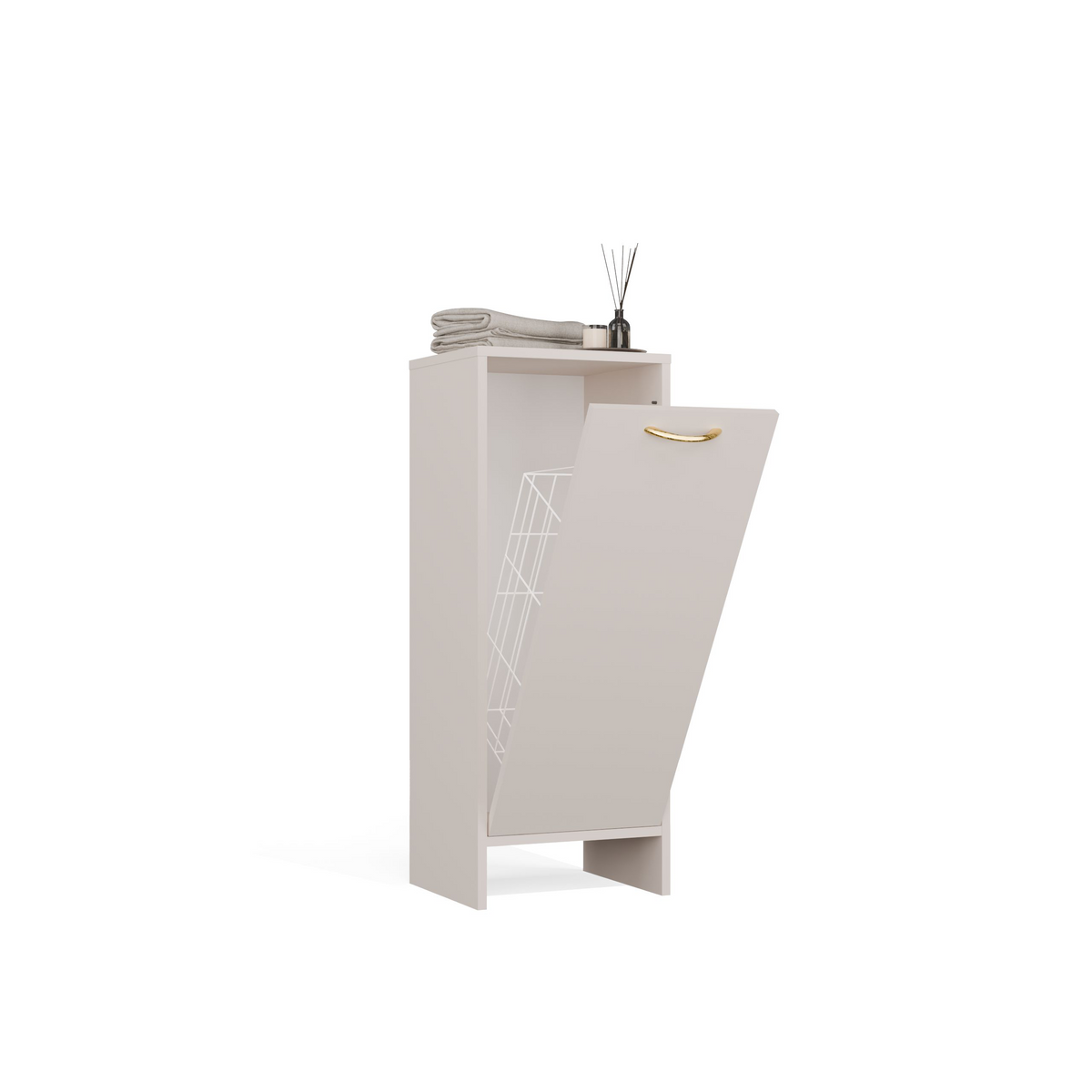 NINA 1K - Armoire de salle de bain avec panier à linge