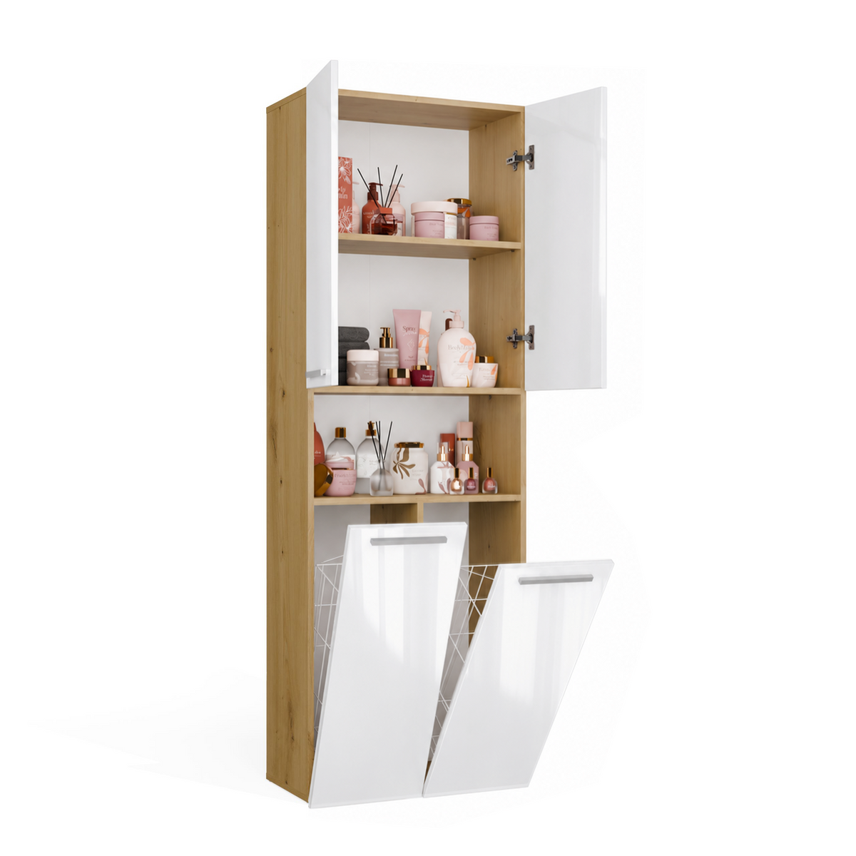 NEL 2K DK - Armoire de salle de bain 2 paniers à linge