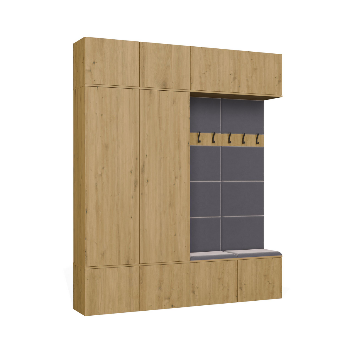 HAGA IV 2SZ2W - Ensemble d’entrée avec 2 armoires + 2 porte-manteaux 6 crochets + banc