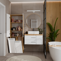NEL 2K DD - Armoire de salle de bain 2 paniers à linge