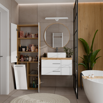 NEL 1K DD - Armoire de salle de bain avec panier à linge