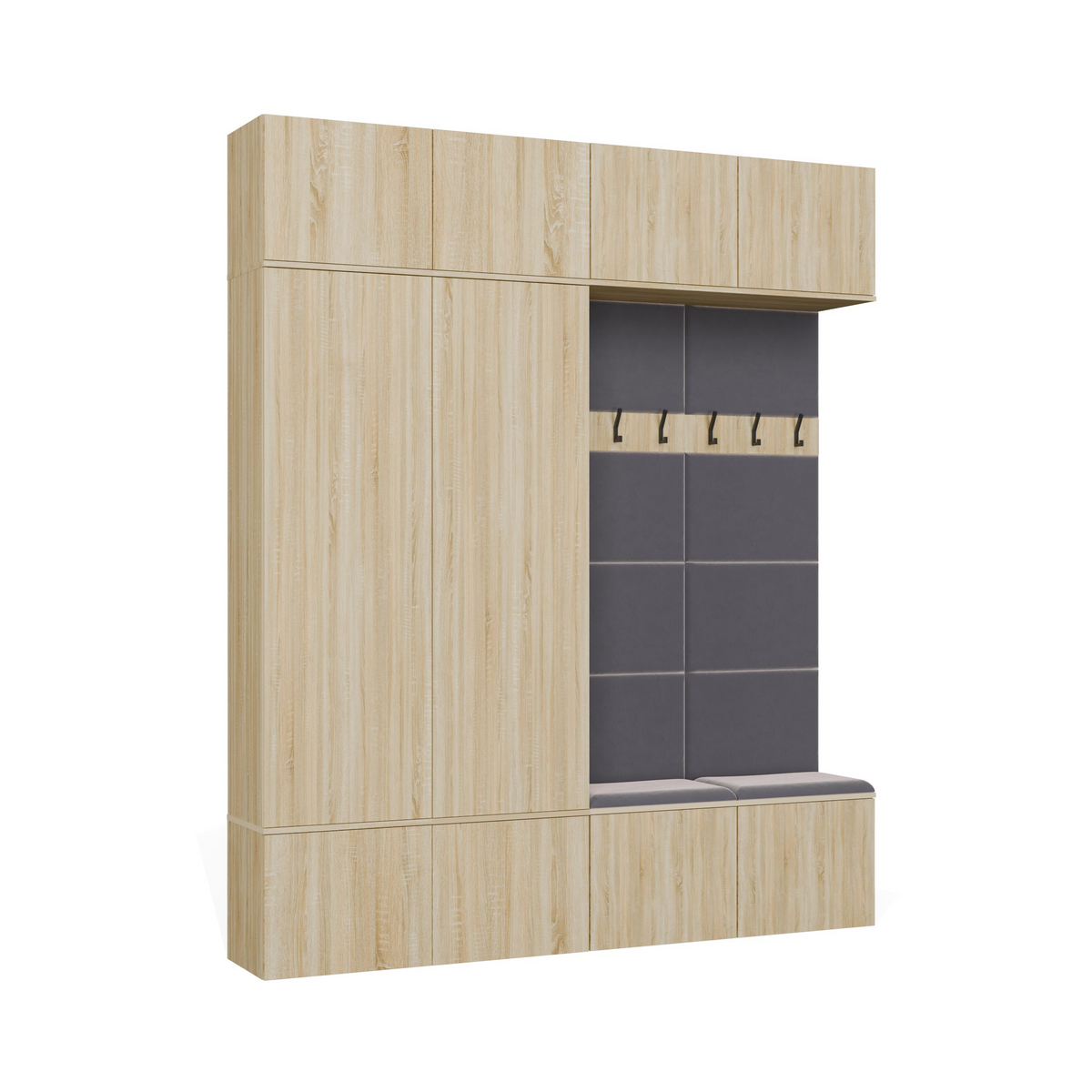 HAGA IV 2SZ2W - Ensemble d’entrée avec 2 armoires + 2 porte-manteaux 6 crochets + banc