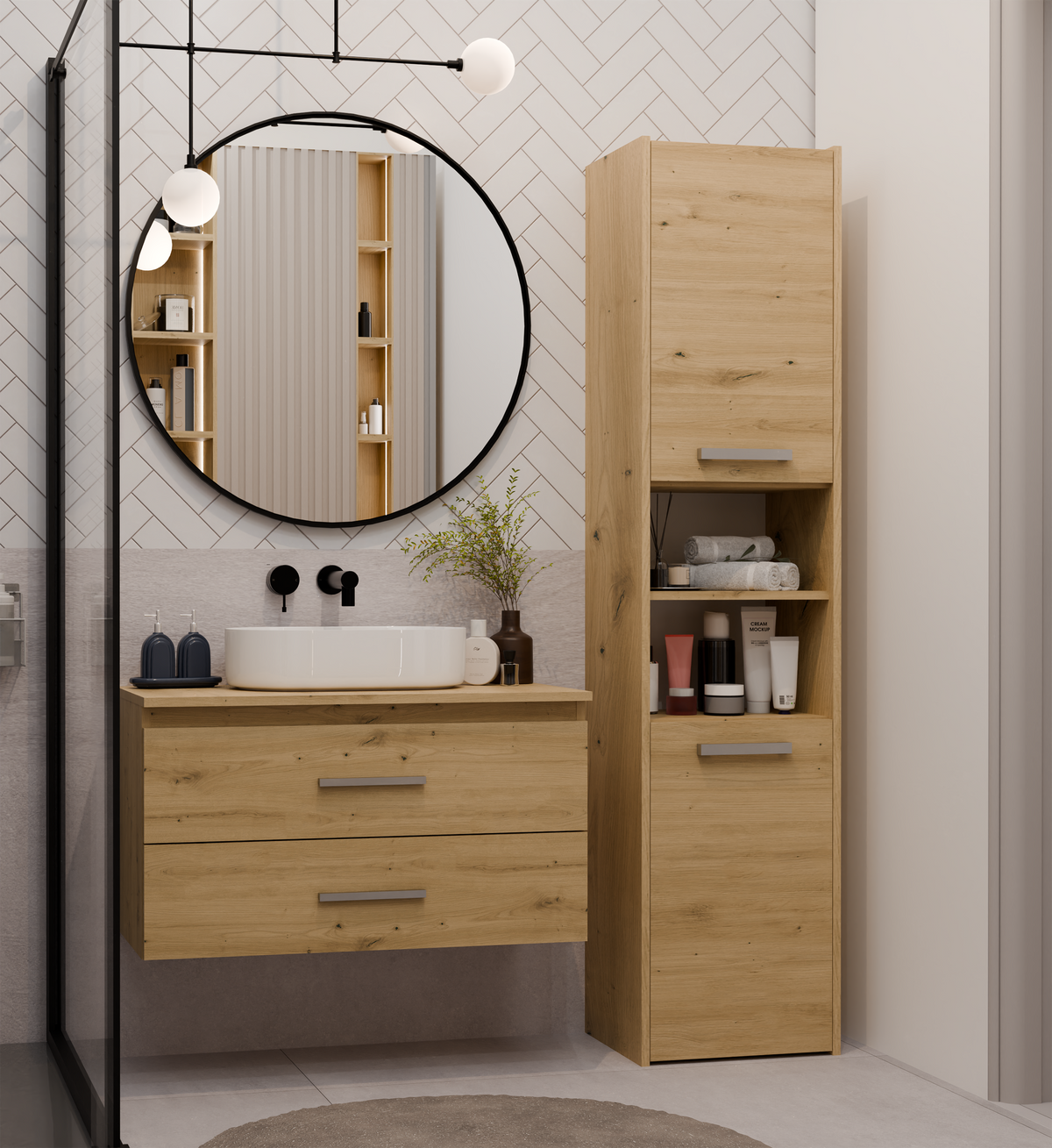 NEL - meuble de salle de bain 2 tiroirs 80cm