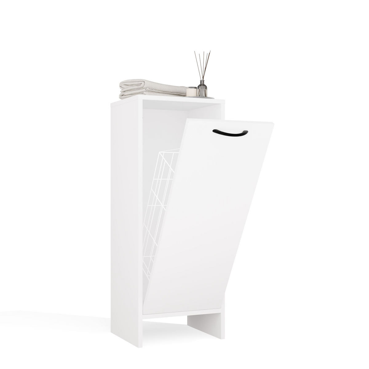 NINA 1K - Armoire de salle de bain avec panier à linge