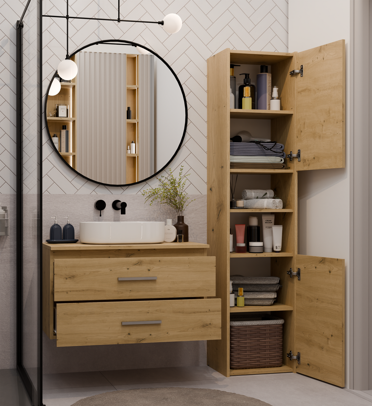 NEL - meuble de salle de bain 2 tiroirs 80cm