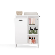 NINA 1K1D - Armoire de salle de bain panier à linge 3 étagères et 2 portes