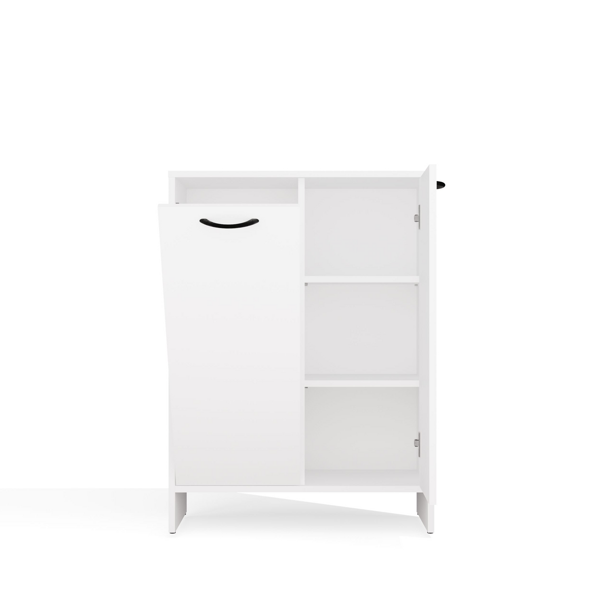 NINA 1K1D - Armoire de salle de bain panier à linge 3 étagères et 2 portes