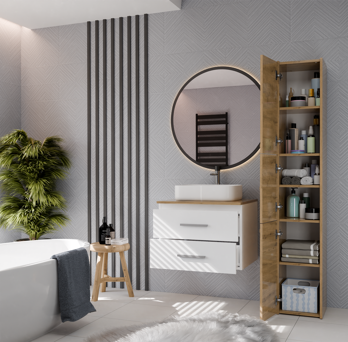 NEL 60 - meuble de salle de bain 2 tiroirs 60cm