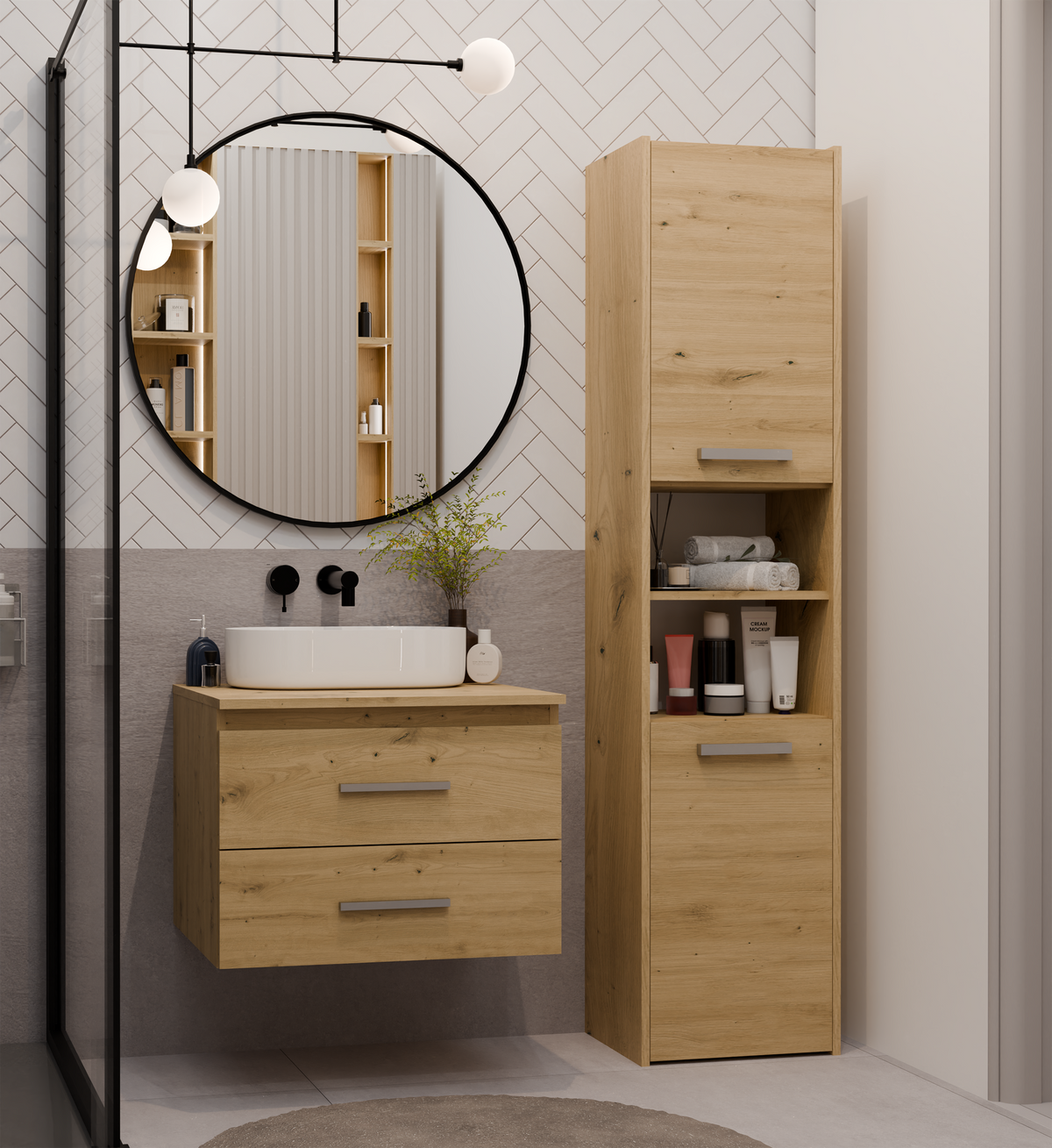 NEL 60 - meuble de salle de bain 2 tiroirs 60cm