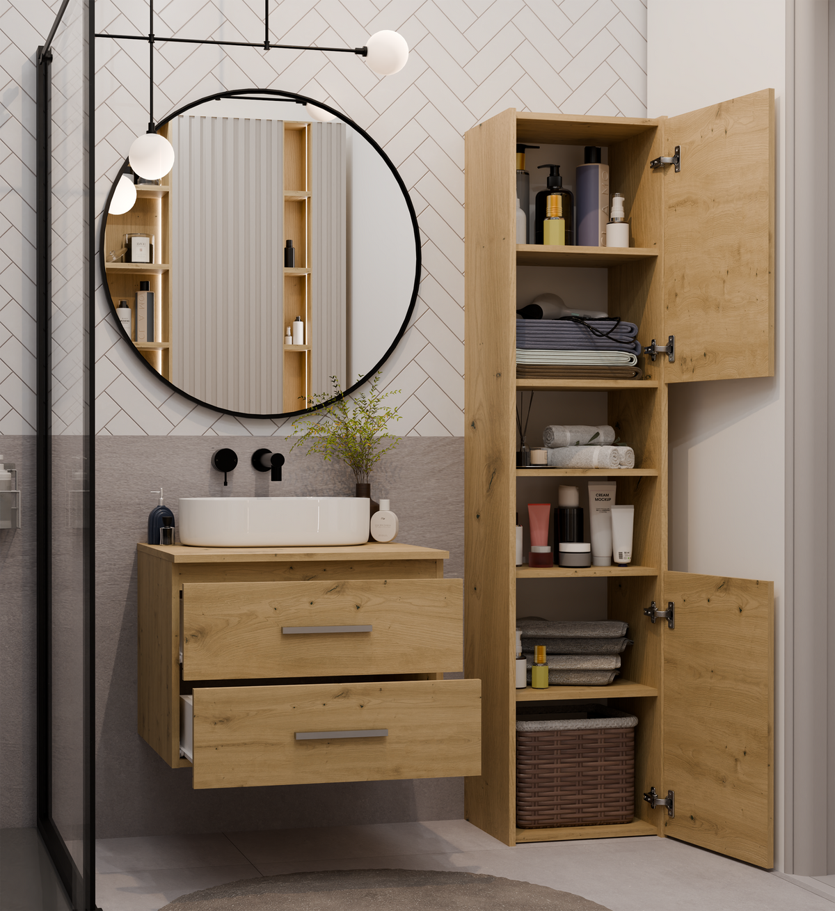 NEL 60 - meuble de salle de bain 2 tiroirs 60cm