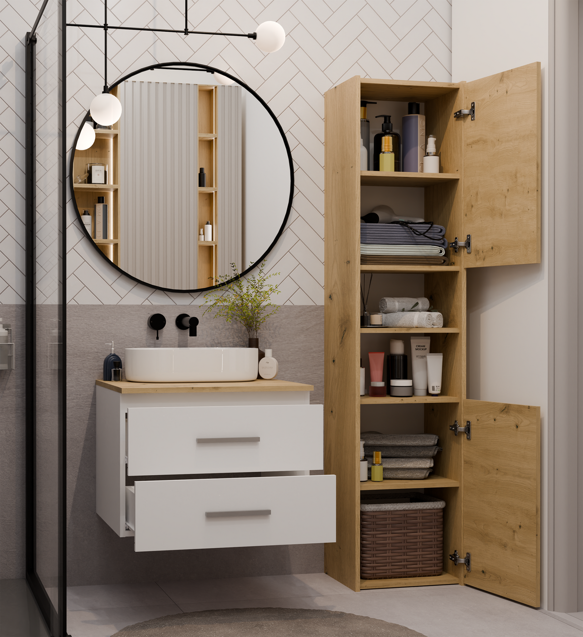 NEL 60 - meuble de salle de bain 2 tiroirs 60cm