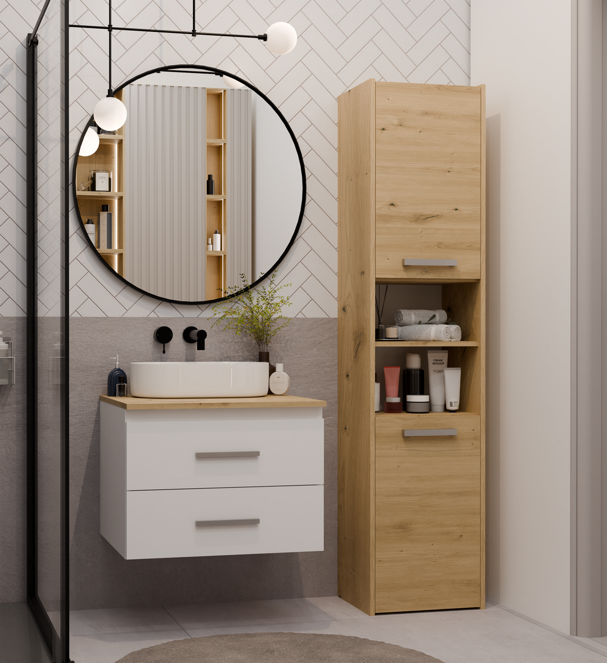 NEL 60 - meuble de salle de bain 2 tiroirs 60cm