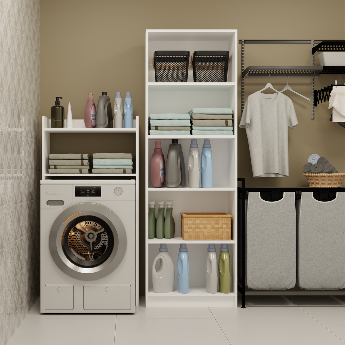NINA NP - Meuble de salle de bain pour machine à laver, 2 étagères