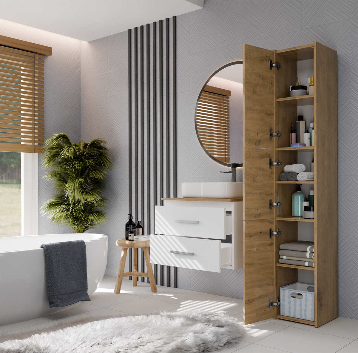 NEL 60 - meuble de salle de bain 2 tiroirs 60cm