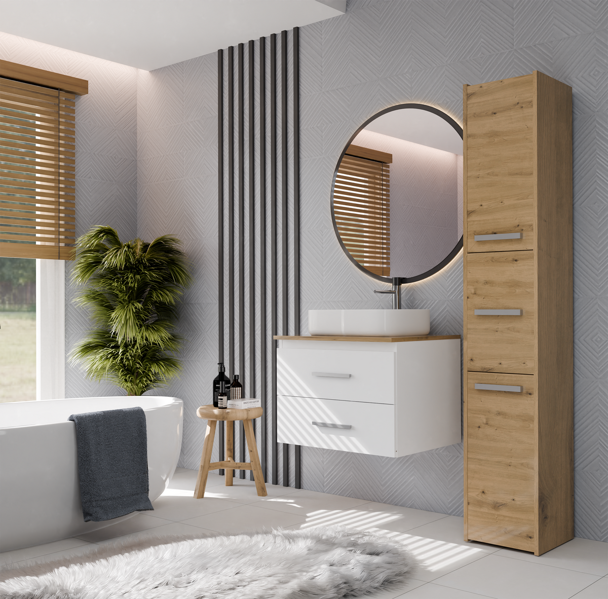 NEL 60 - meuble de salle de bain 2 tiroirs 60cm