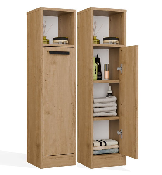 MEXY 1D - Meuble de salle de bain colonne, 1 porte, 4 étagères