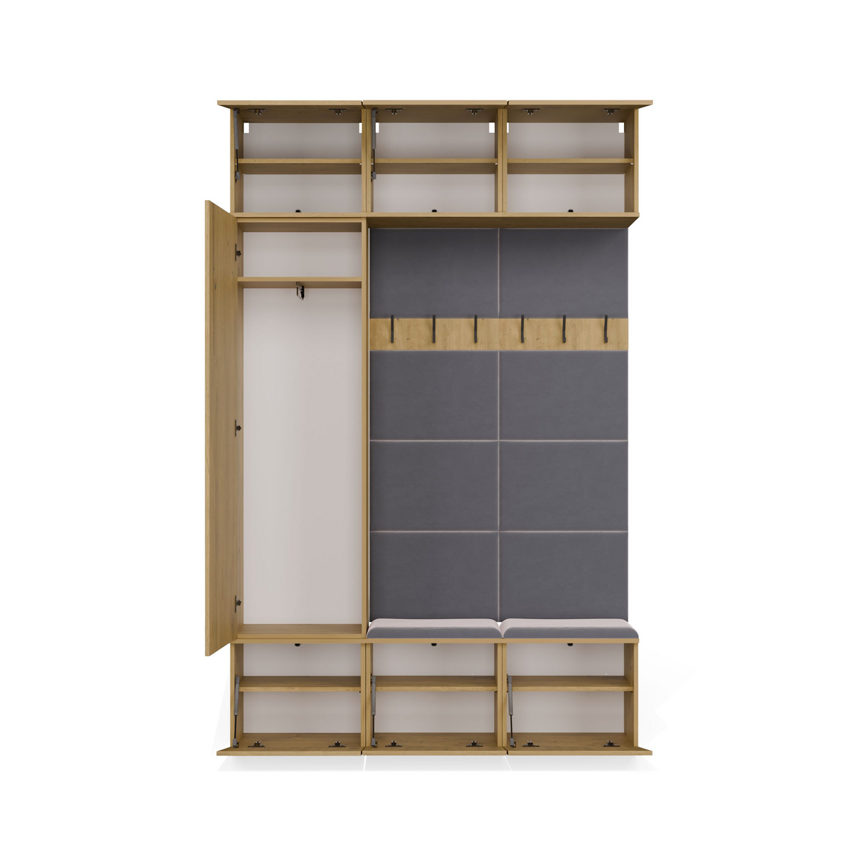 HAGA III 1 SZ2W- Ensemble d’entrée avec 1 armoire + 2 porte-manteaux 6 crochets