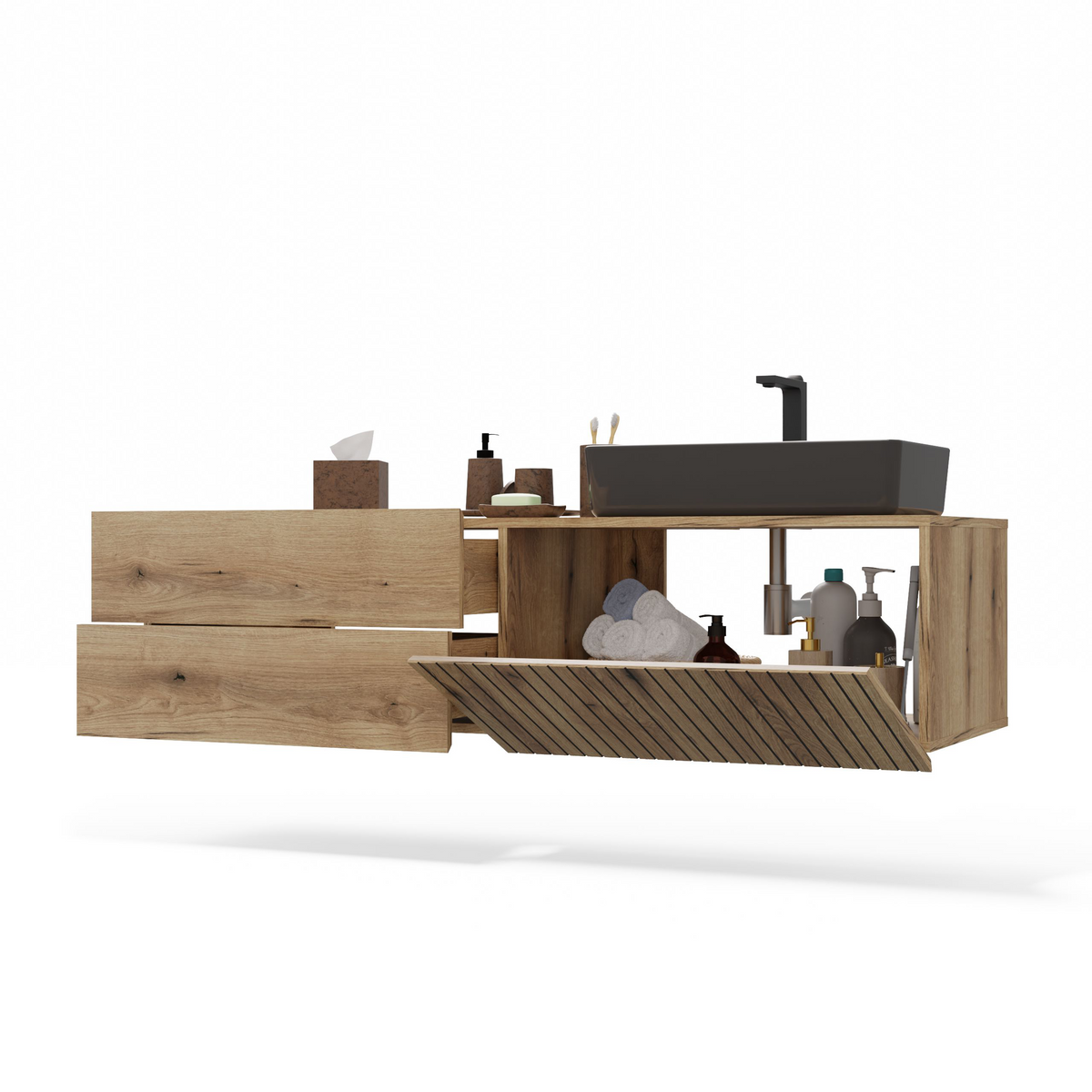 TIGO - meuble de salle de bain 2 tiroirs sans vasque