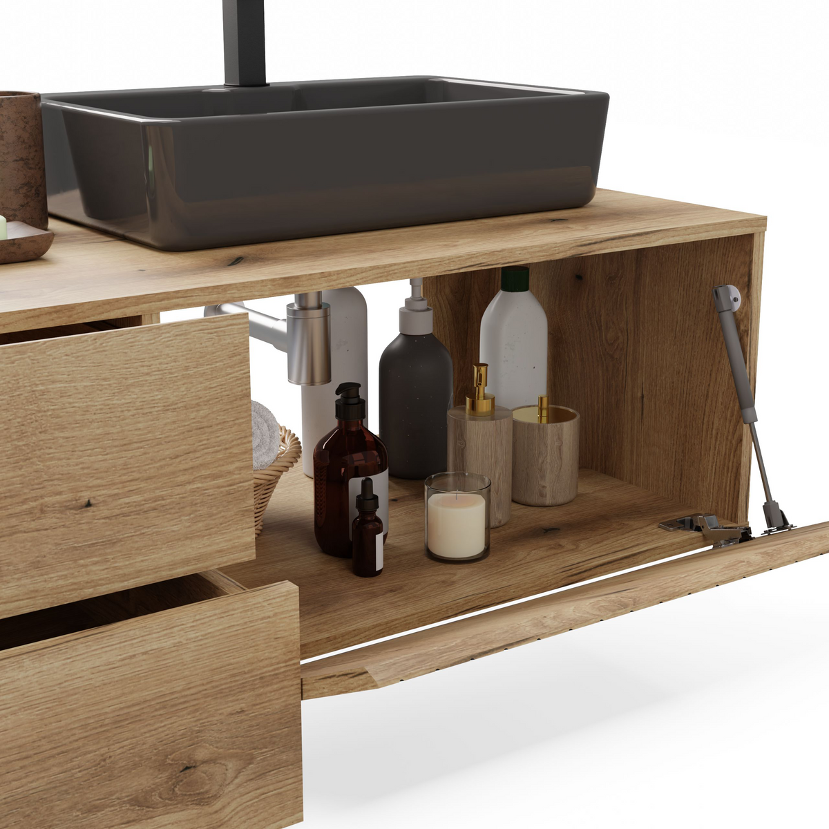 TIGO - meuble de salle de bain 2 tiroirs sans vasque