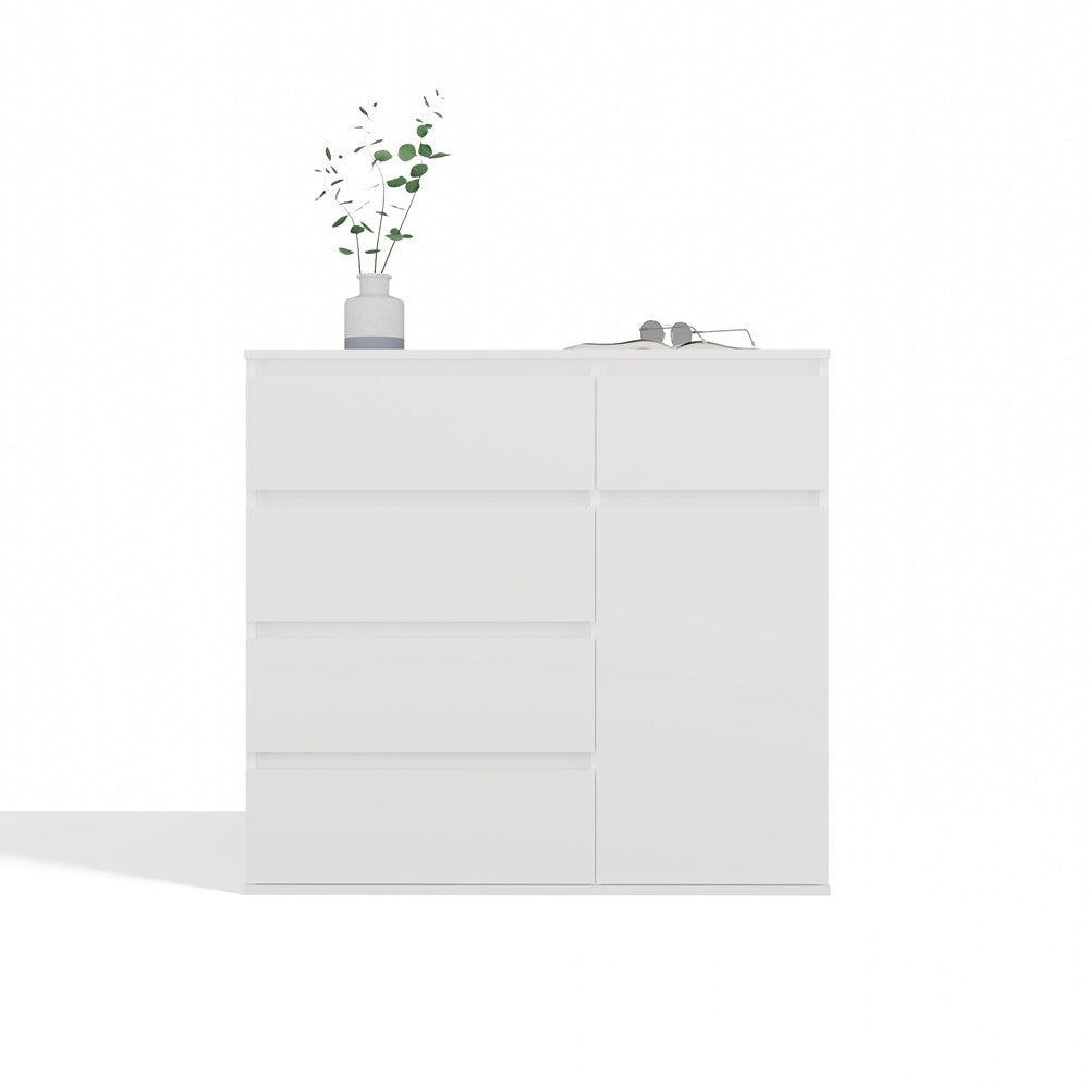 1D5S Commode - 1 porte à 5 tiroirs pour salon, chambre ou chambre d'amis