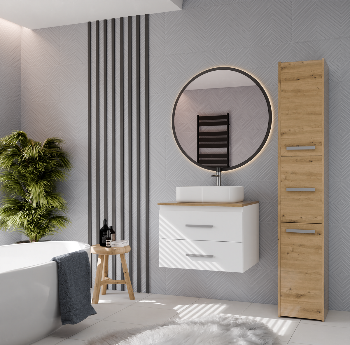 NEL 60 - meuble de salle de bain 2 tiroirs 60cm