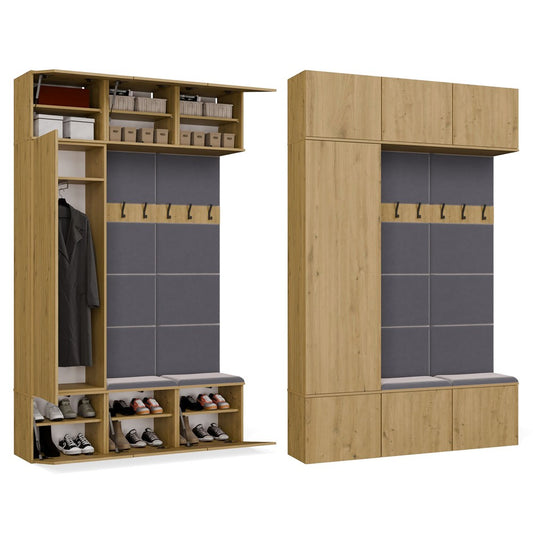 HAGA III 1 SZ2W- Ensemble d’entrée avec 1 armoire + 2 porte-manteaux 6 crochets