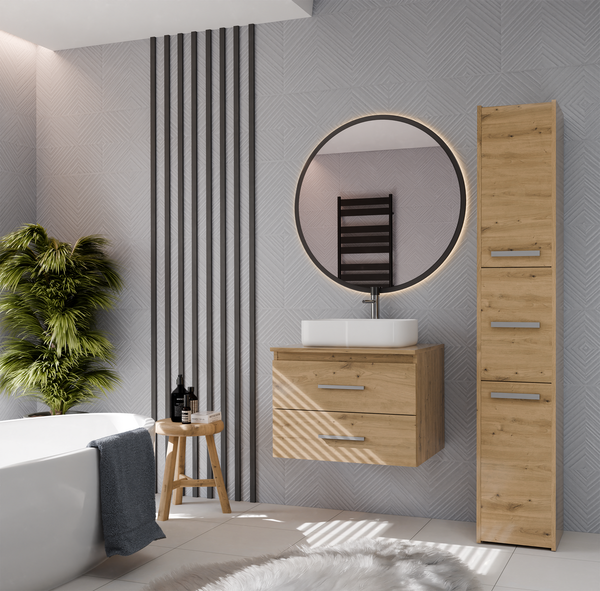 NEL 60 - meuble de salle de bain 2 tiroirs 60cm