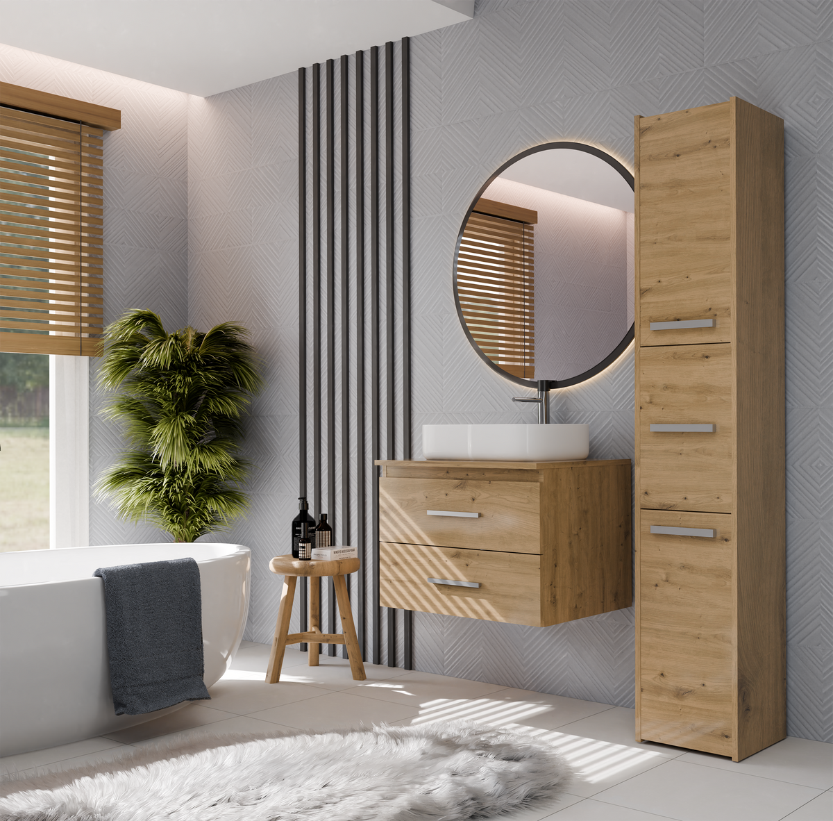 NEL 60 - meuble de salle de bain 2 tiroirs 60cm