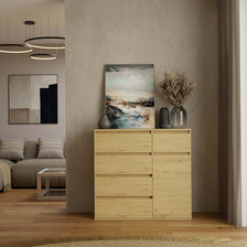 1D5S Commode - 1 porte à 5 tiroirs pour salon, chambre ou chambre d'amis
