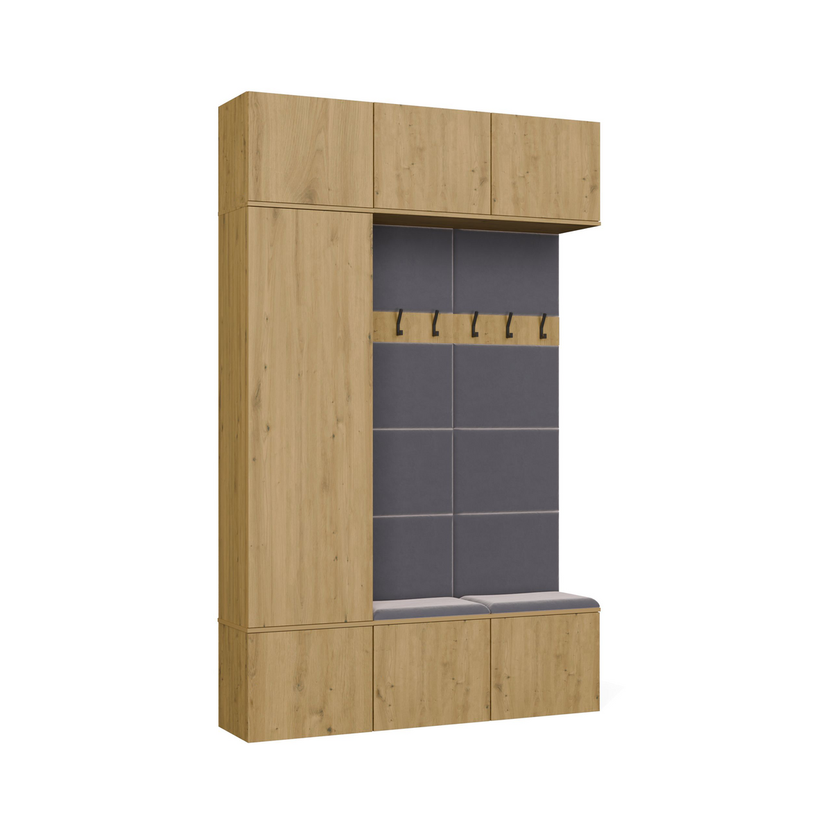 HAGA III 1 SZ2W- Ensemble d’entrée avec 1 armoire + 2 porte-manteaux 6 crochets