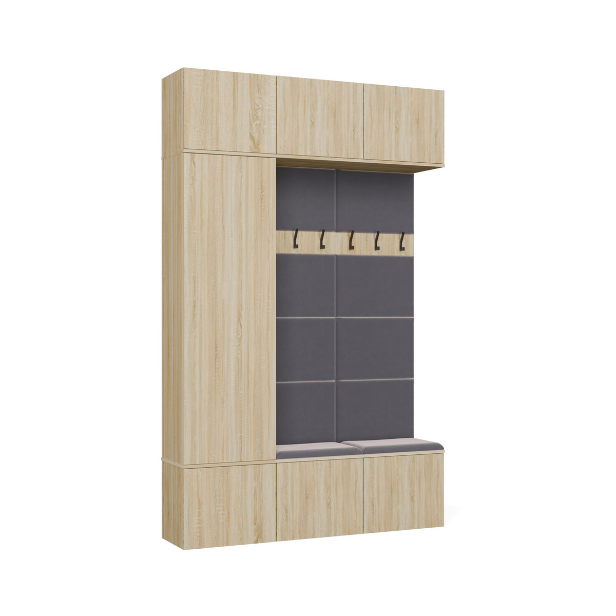HAGA III 1 SZ2W- Ensemble d’entrée avec 1 armoire + 2 porte-manteaux 6 crochets