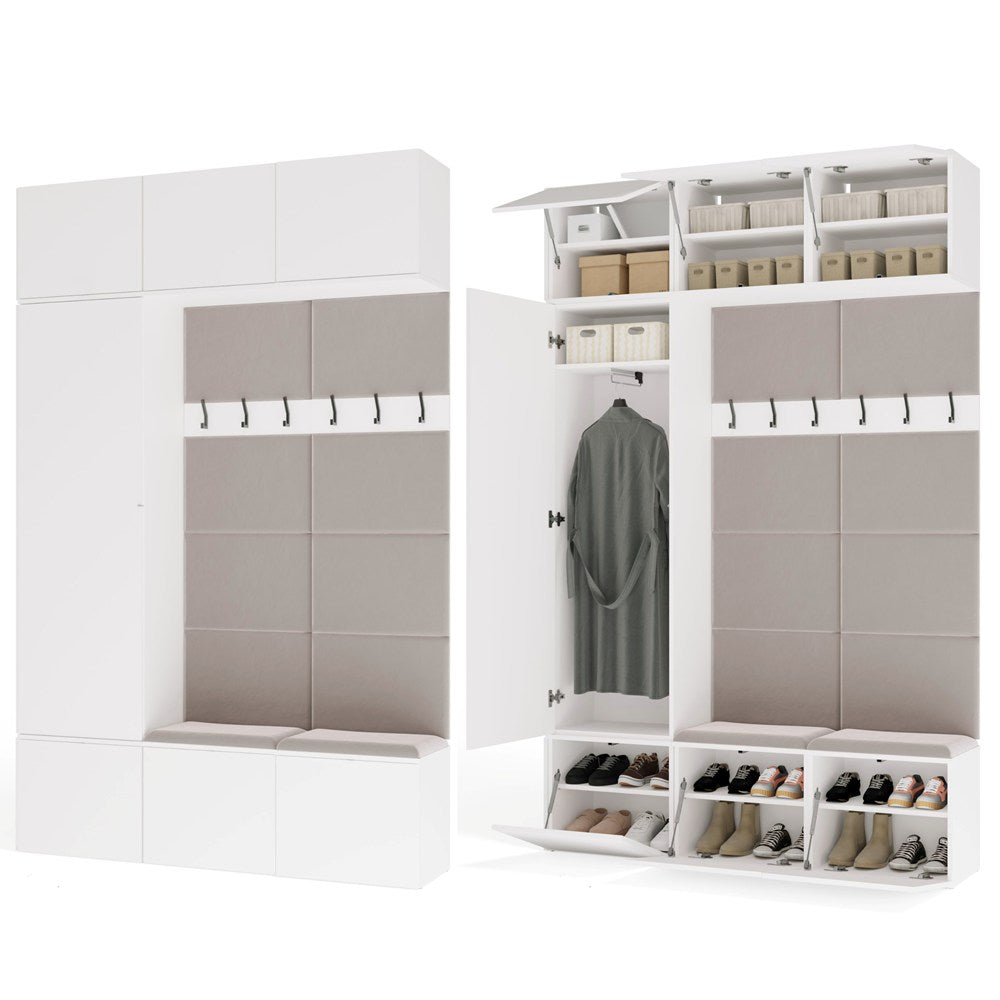 HAGA III 1 SZ2W- Ensemble d’entrée avec 1 armoire + 2 porte-manteaux 6 crochets