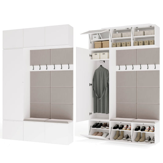 HAGA III 1 SZ2W- Ensemble d’entrée avec 1 armoire + 2 porte-manteaux 6 crochets