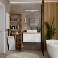 NEL 1K DK - Armoire de salle de bain avec panier à linge