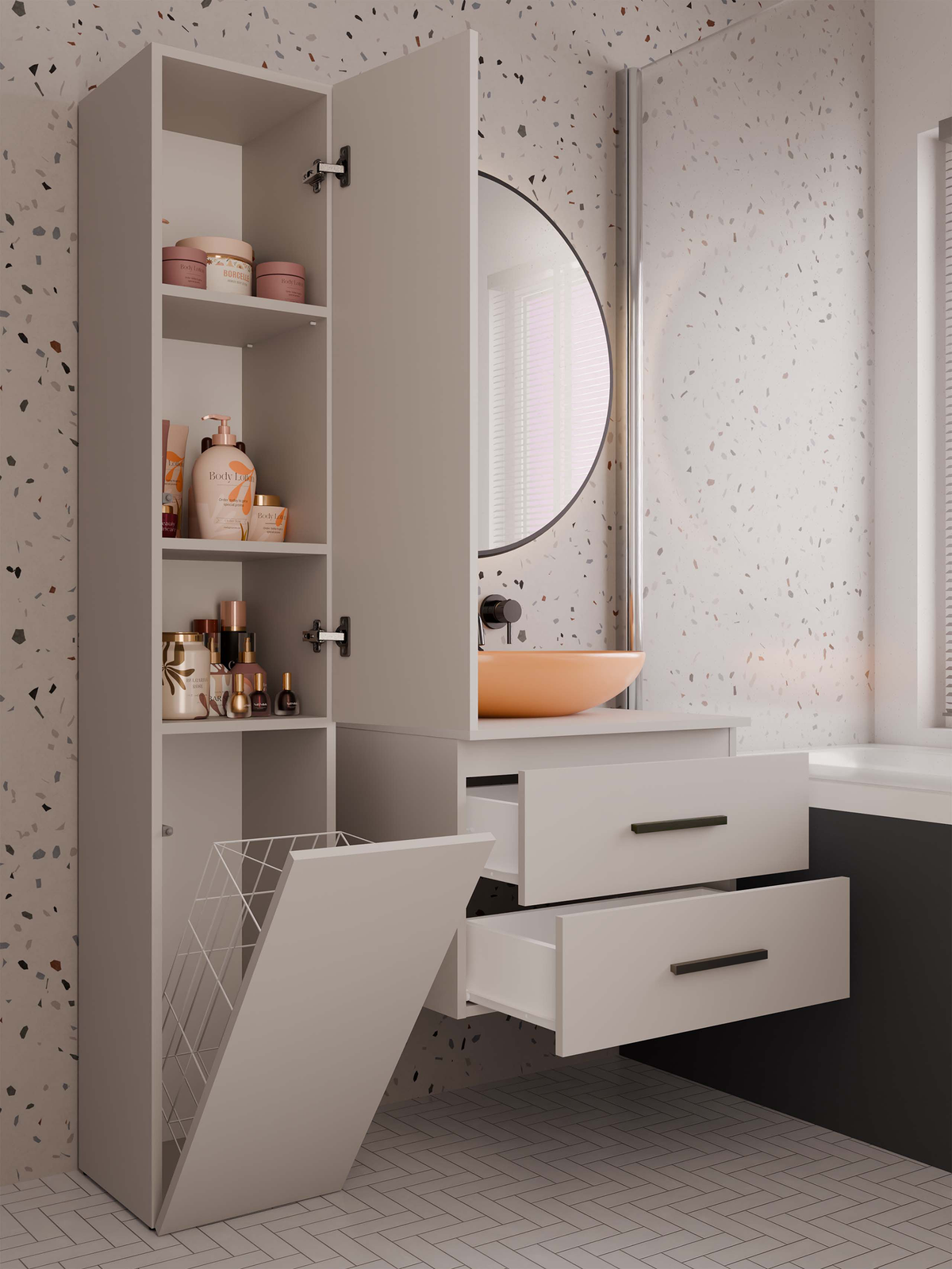NEL 60 - meuble de salle de bain 2 tiroirs 60cm