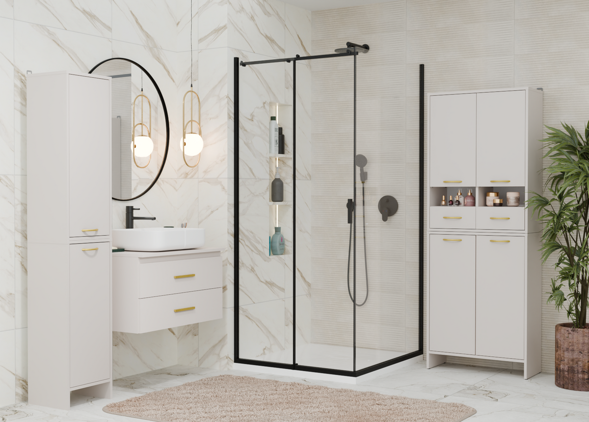 NINA 1K - Armoire de salle de bain avec panier à linge