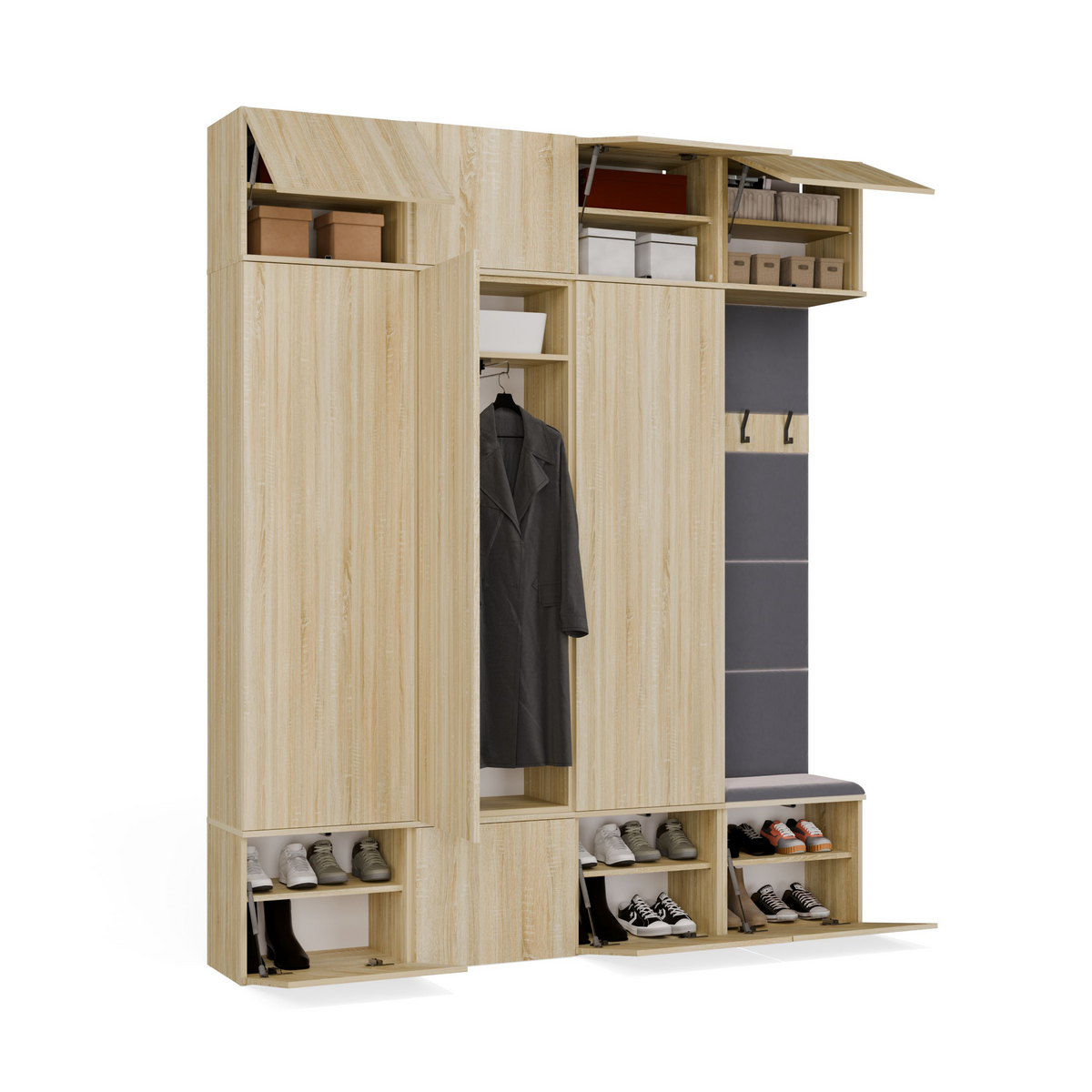 HAGA IV 3SZ1W - Ensemble d’entrée avec 3 armoires + porte-manteau + banc