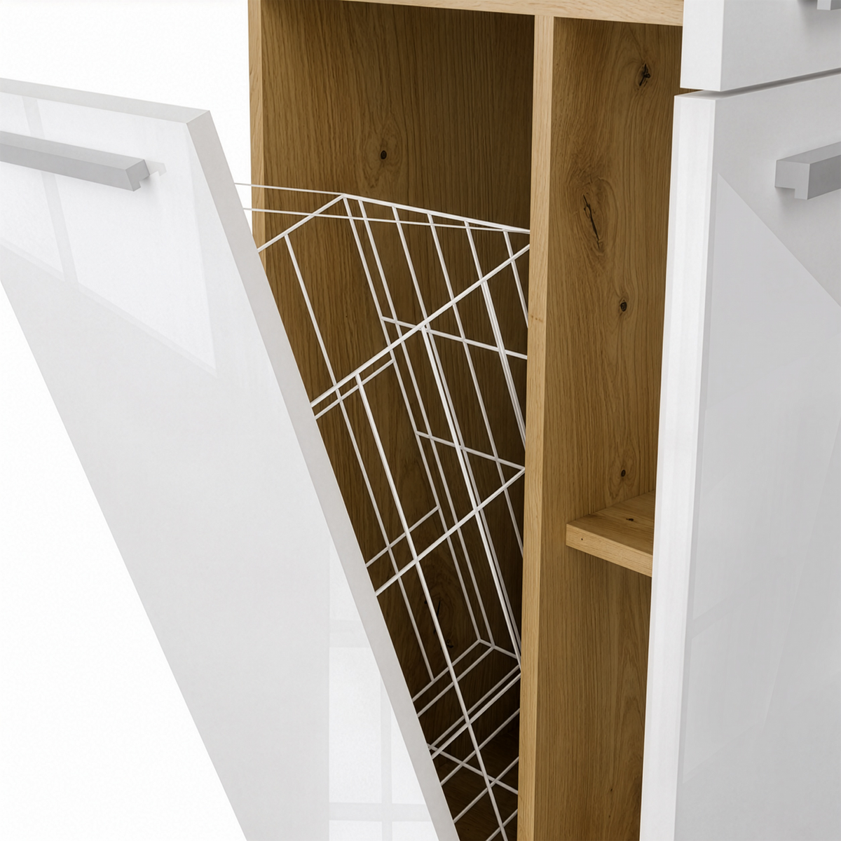 NEL 1K DD - Armoire de salle de bain avec panier à linge