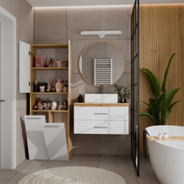NEL 2K DK - Armoire de salle de bain 2 paniers à linge