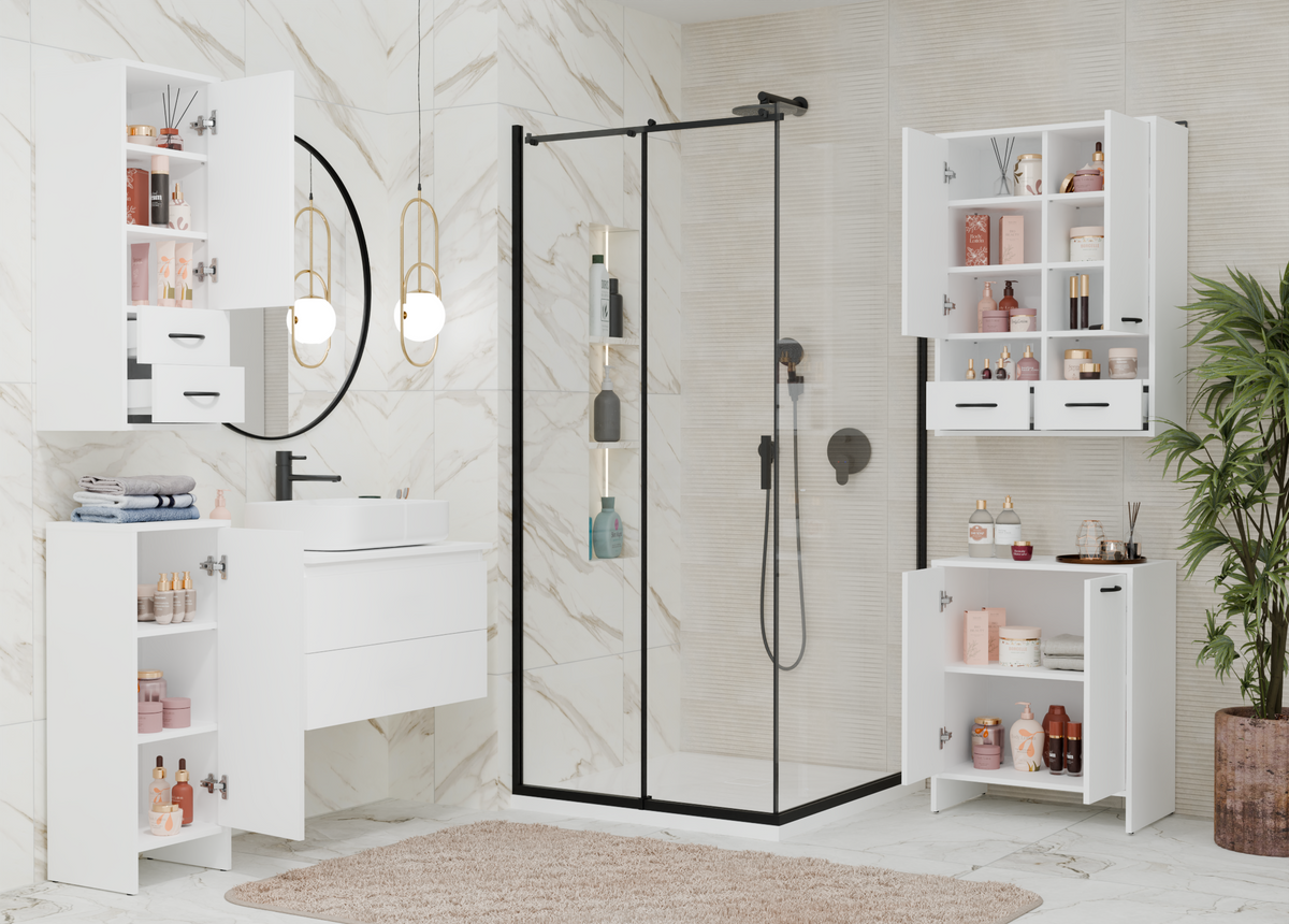 NINA 1D - Armoire de salle de bain 3 tablettes et 1 porte