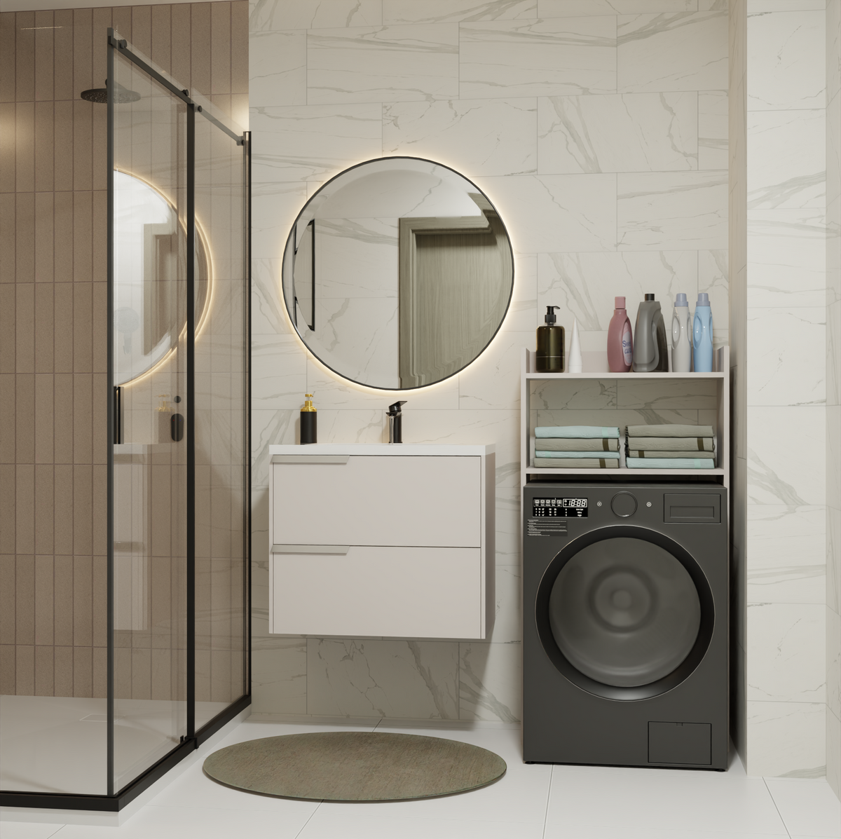 NINA NP - Meuble de salle de bain pour machine à laver, 2 étagères