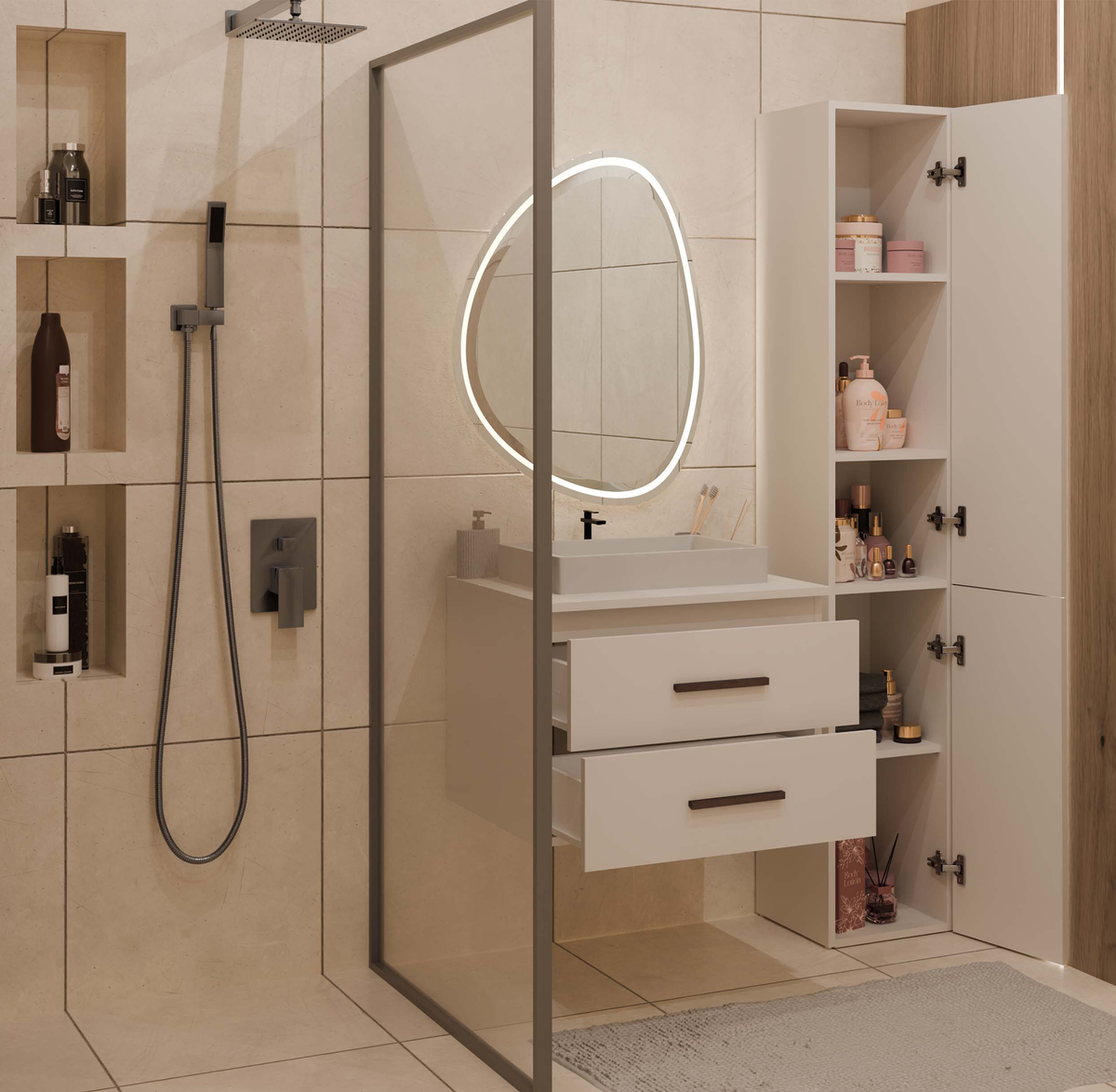 NEL 60 - meuble de salle de bain 2 tiroirs 60cm