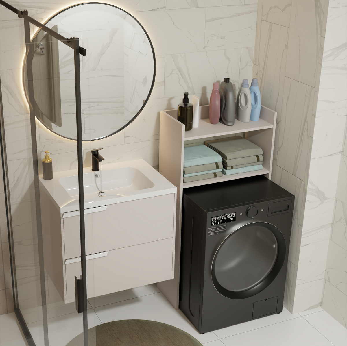NINA NP - Meuble de salle de bain pour machine à laver, 2 étagères