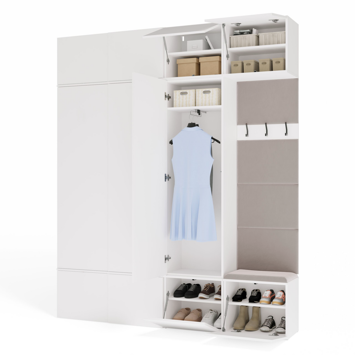 HAGA IV 3SZ1W - Ensemble d’entrée avec 3 armoires + porte-manteau + banc