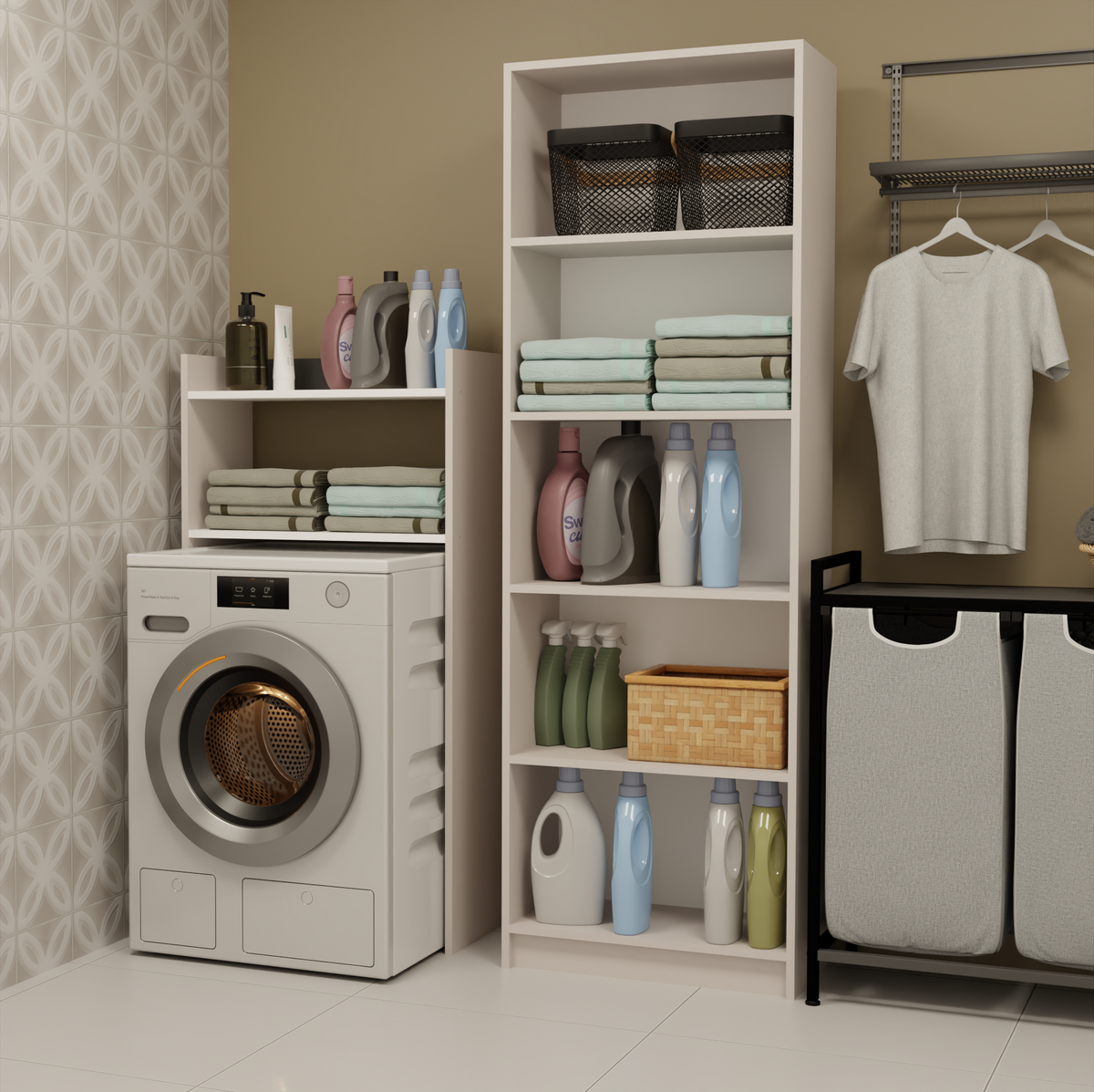 NINA NP - Meuble de salle de bain pour machine à laver, 2 étagères