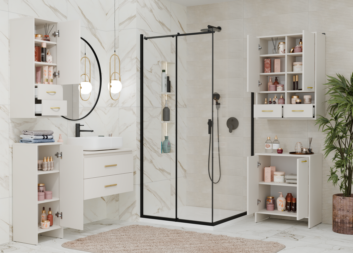 NINA 1D - Armoire de salle de bain 3 tablettes et 1 porte
